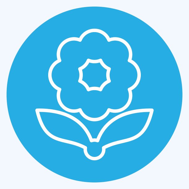 图标的花。与植物符号有关。蓝眼睛的款式。简单的说明。工厂。橡树。叶子。玫瑰图片下载