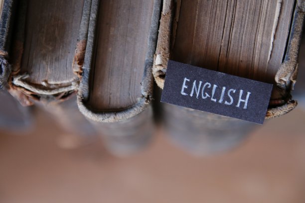 复古风格的英语语言概念。教育背景。图片下载