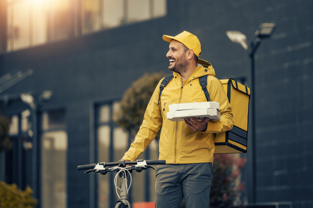 外卖，商业和人的概念图片下载