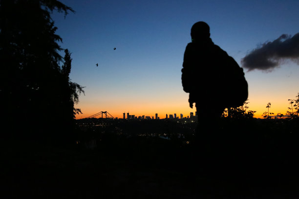 伊斯坦布尔的日落和城市的天际线图片下载