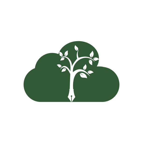 树笔矢量符号设计模板。作者与自然符号概念。图片下载