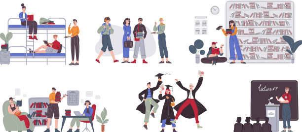 学生生活场景青年人们在学习图片下载