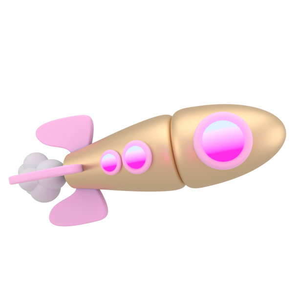 3d卡通风格最小的飞船火箭图标。玩具火箭升空，喷出浓烟。创业、空间、经营理念。图片下载