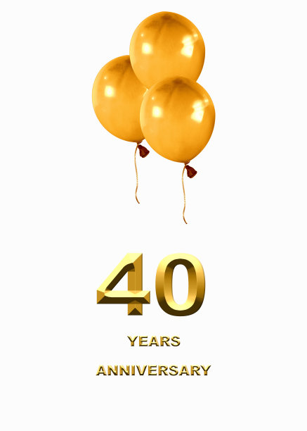 3d插图，40周年纪念。节日背景上的金色数字。周年庆典、晚会海报或卡片图片下载
