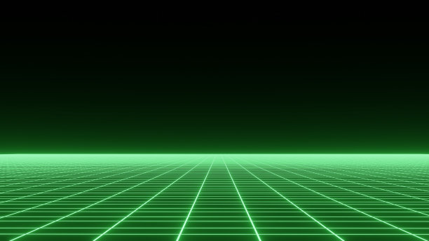 80年代的复古梦幻背景。线框的风景。未来的蓝色霓虹灯风景。3 d渲染。图片下载