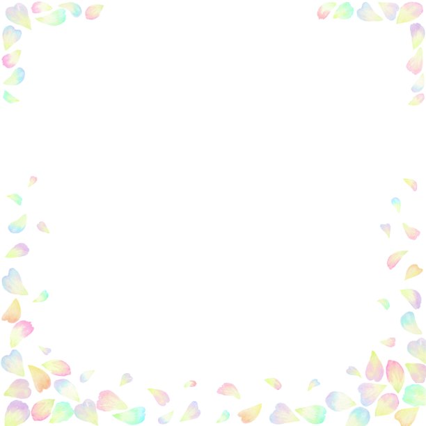方形框架，彩色花瓣翩翩起舞。图片下载