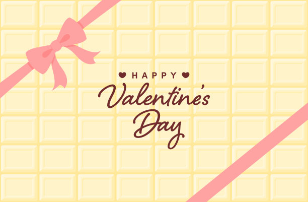 情人节矢量背景与白巧克力条和丝带横幅，贺卡，传单，社交媒体壁纸等。图片下载