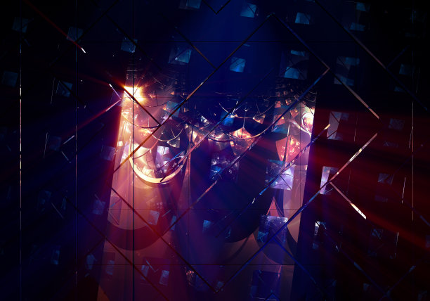 抽象的分形艺术背景，可能意味着音乐会舞台或未来城市的夜晚图片下载