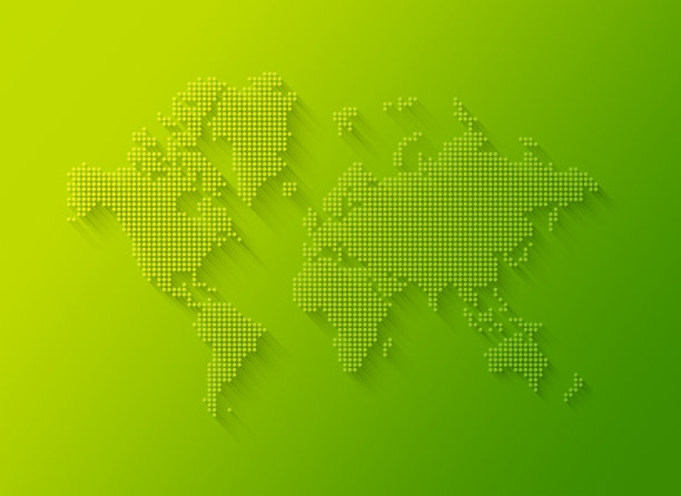 绿色背景上由圆点组成的世界地图插图图片下载