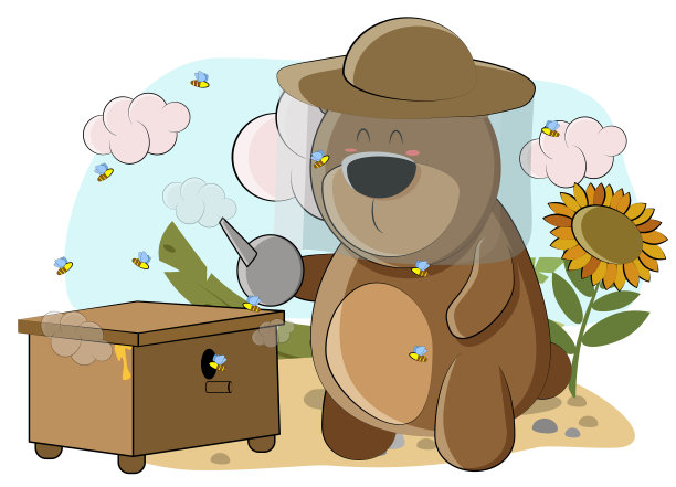 养蜂人在插画中照顾他的蜜蜂图片下载