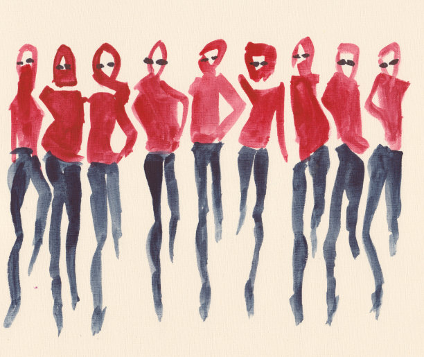 穿着红色上衣的时装模特图片下载