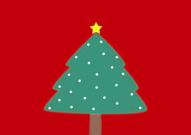 红色背景上装饰着雪花的圣诞树图片下载