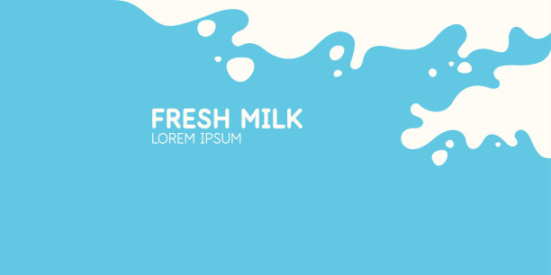 现代海报鲜奶溅在浅蓝色的背景。矢量图图片下载