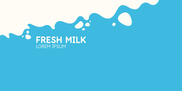 现代海报鲜奶溅在浅蓝色的背景。矢量图图片下载