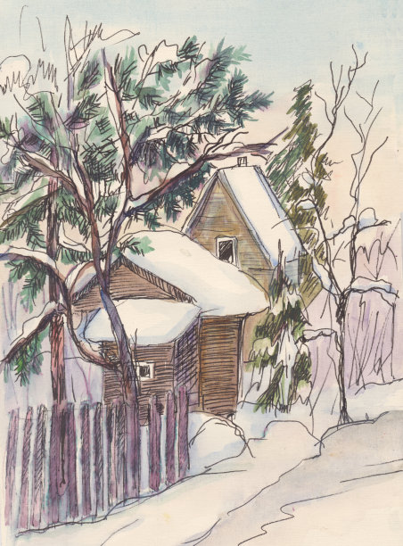 村庄里的冬天图片下载