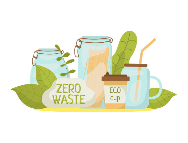 有机产品从杂货店概念，矢量插图。生态袋与天然食品水果卡通市场设计。废物回收，绿色生态图片下载