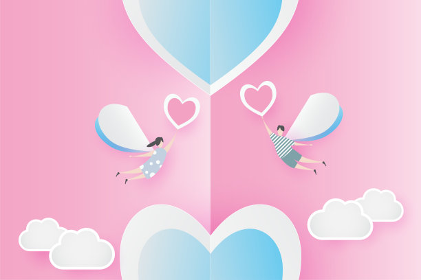 情人节可爱快乐的粉色纸背景概念。图片下载