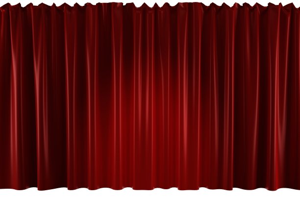 背景前景开放剧院红色天鹅绒窗帘与白色背景3d渲染图片下载