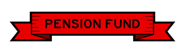 彩带标签横幅字养老基金在红色的白色背景图片下载