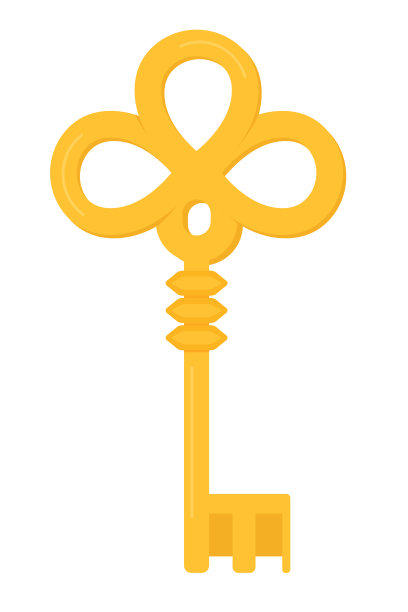 复古金钥匙-现代平面设计风格的单一孤立形象图片下载