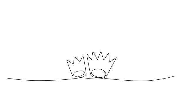 装饰连续线条手绘元素冠，适用于婚纱照册、请柬。图片下载