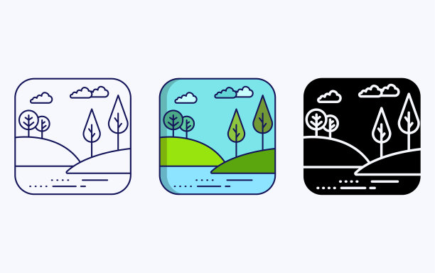 河流景观插图图标图片下载