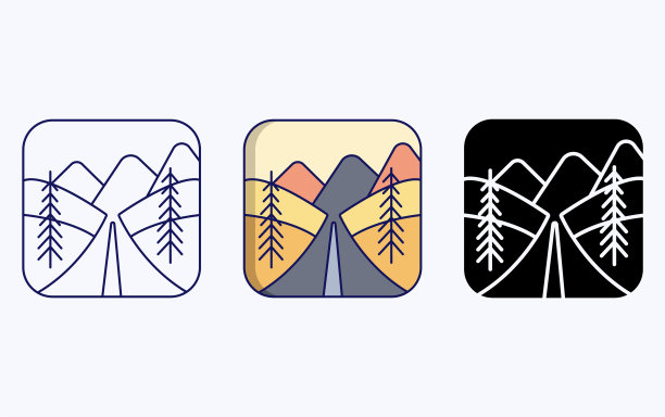 山道景观插图图标图片下载