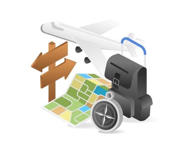 平面等距3d插画旅游图片下载