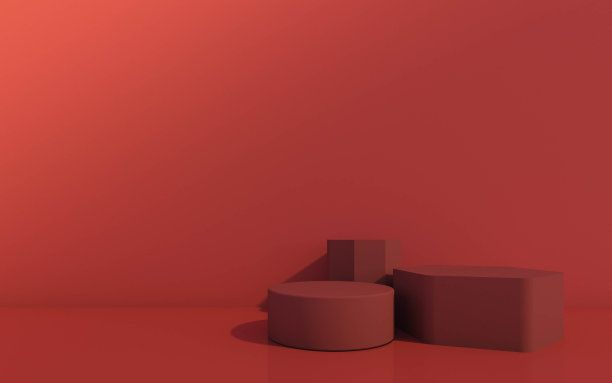 红色讲台的3d渲染产品和展示，中国新年展示概念图片下载