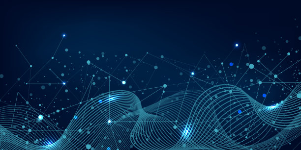 未来抽象矢量背景区块链技术。点对点网络业务概念。全球加密货币区块链矢量旗帜。流动的线条，波浪，点图片下载