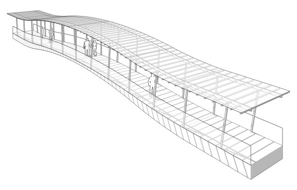 人行天桥概念的3D插图图片下载