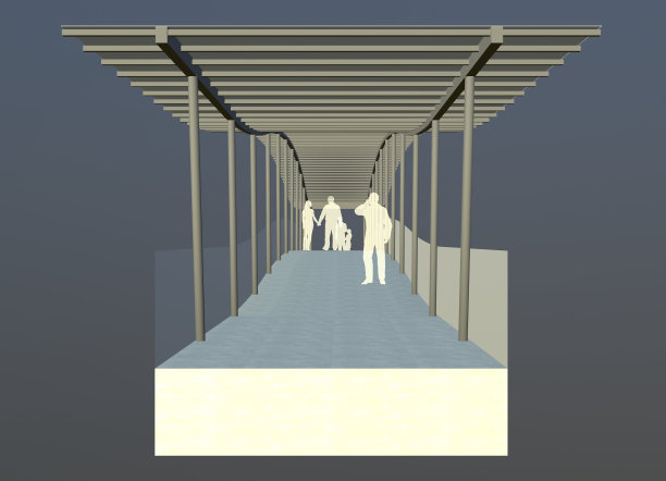 人行天桥概念的3D插图图片下载
