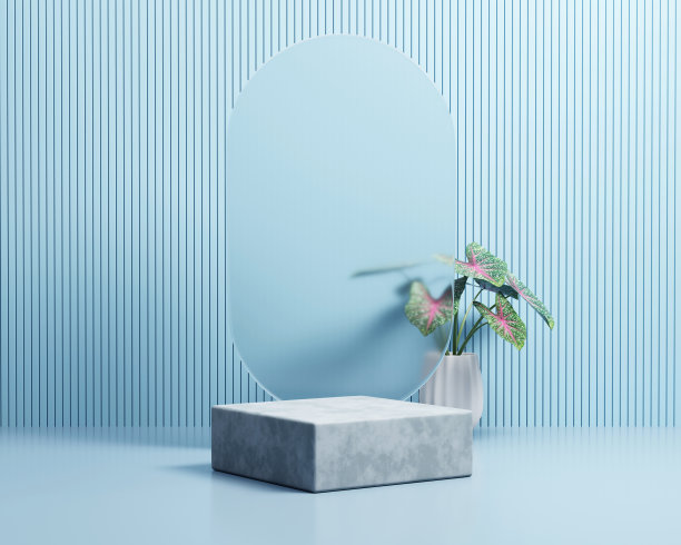 带有植物产品展示背景的3D渲染平台平台图片下载