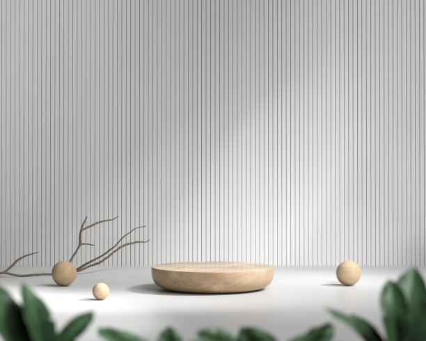 带有植物产品展示背景的3D渲染平台平台图片下载