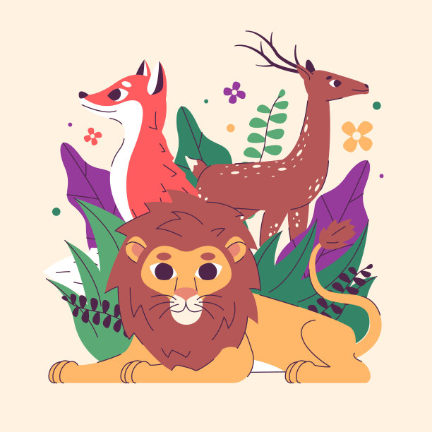 手绘野生动物图片下载