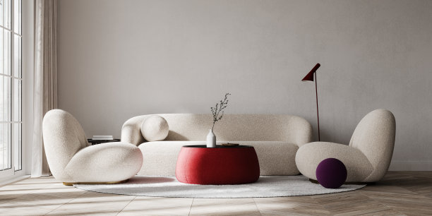 现代白色室内，白色家具和空墙背景图片下载