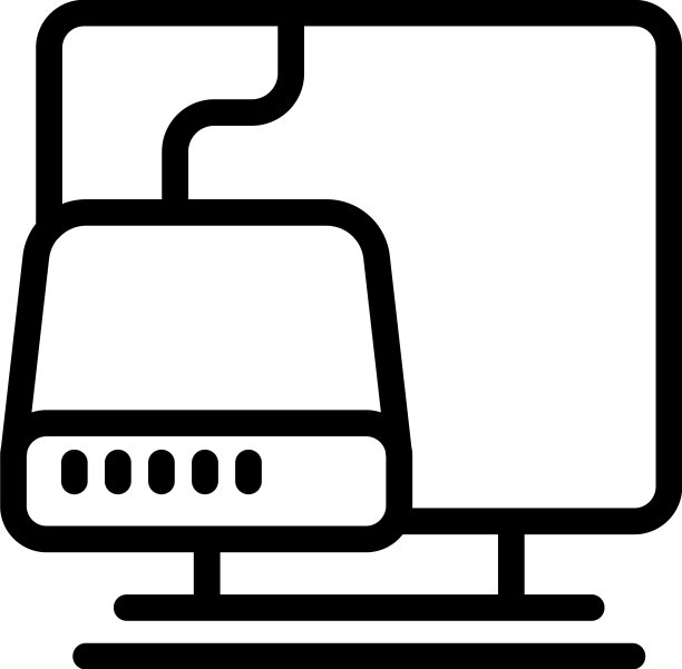 智能电视盒图标轮廓：Wi-Fi家庭网络图片下载