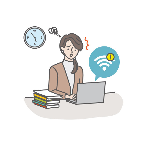 一个年轻的女人在工作快结束的时候连不上Wi-Fi图片下载