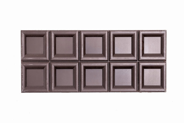 白色背景，俯视图，苦味黑巧克力条孤立图片下载