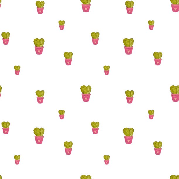 仙人掌情人节粉色花盆图案可爱水彩图片下载