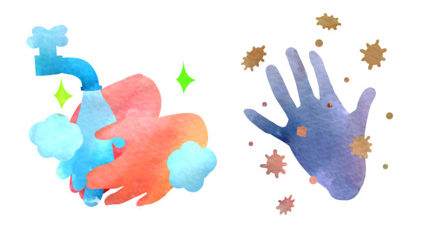 有细菌的手和漂亮的手洗手图片下载