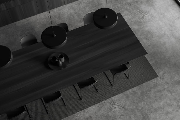 灰色会议室内部与董事会，椅子和抽屉的俯视图图片下载