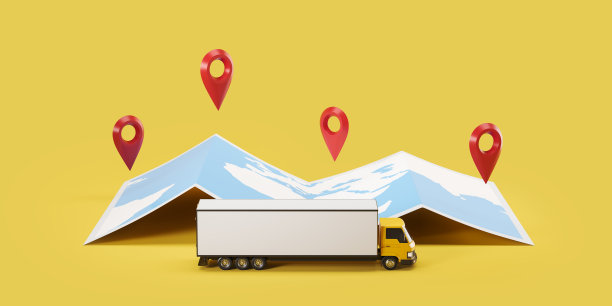 卡车与世界地图，航运和交付货物图片下载