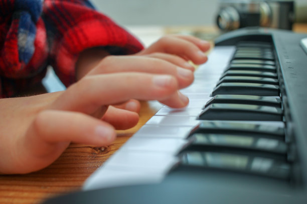 在家里玩玩具钢琴键盘图片下载