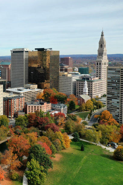美国康涅狄格州哈特福德的垂直鸟瞰图图片下载