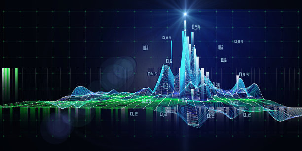 摘要背景包含数据和点的多网格。技术三维波浪多边形概念。图形数据的表示分析。大数据。旗帜为商业、科技数据分析代表。图片下载