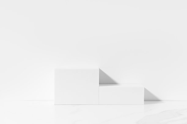 白色场景，产品展示的白色舞台。前视图。图片下载