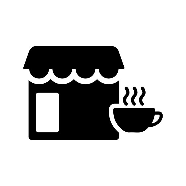 咖啡，咖啡，杯子图标。黑色矢量图形。图片下载