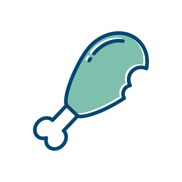 鸡肉图标矢量设计模板在白色背景图片下载