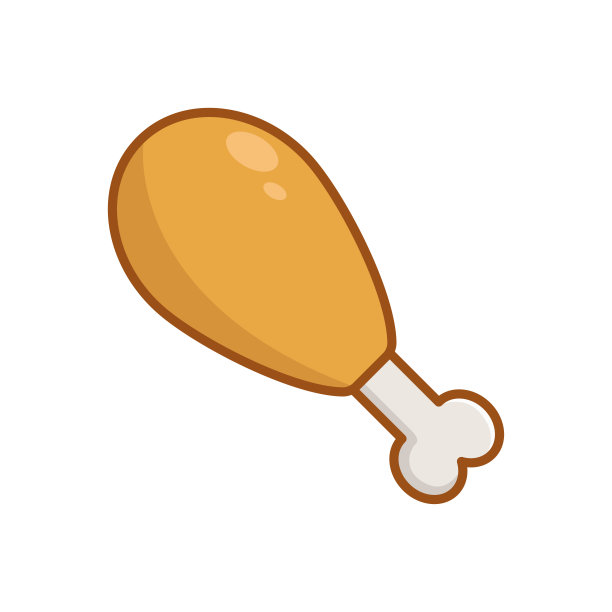 鸡肉图标矢量设计模板在白色背景图片下载